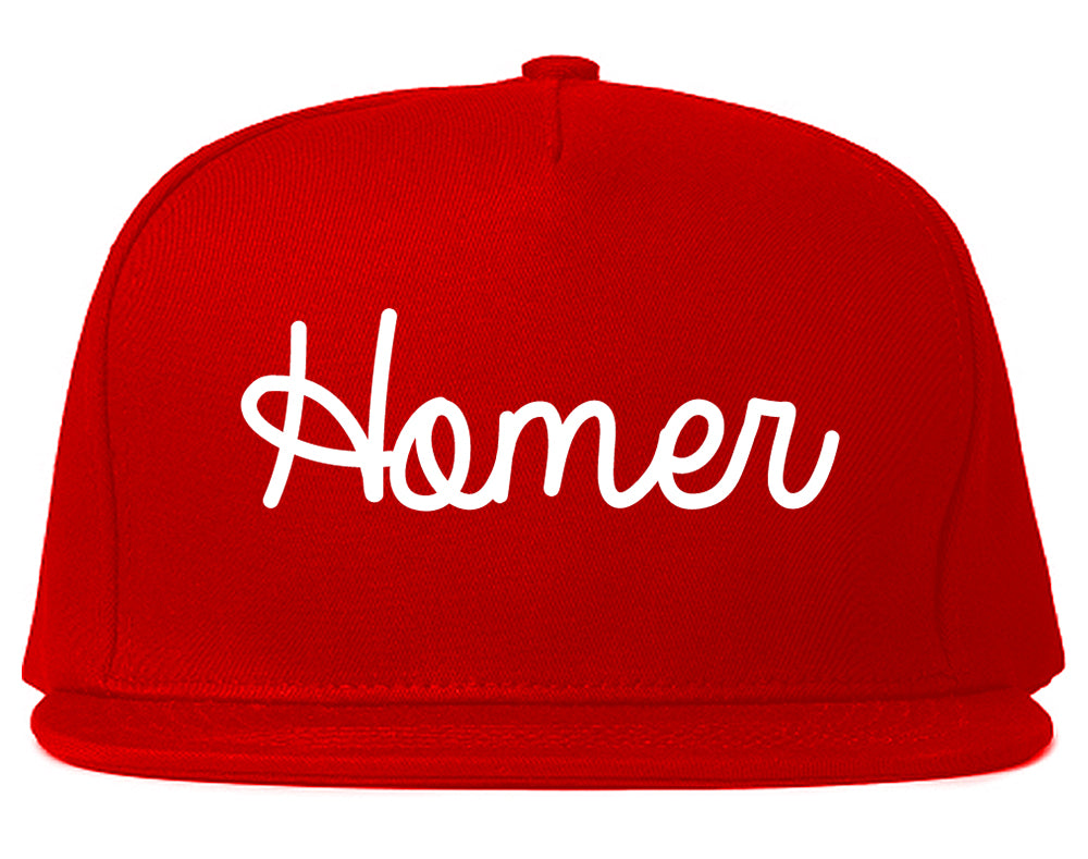 Homer Alaska AK Script Mens Snapback Hat Red