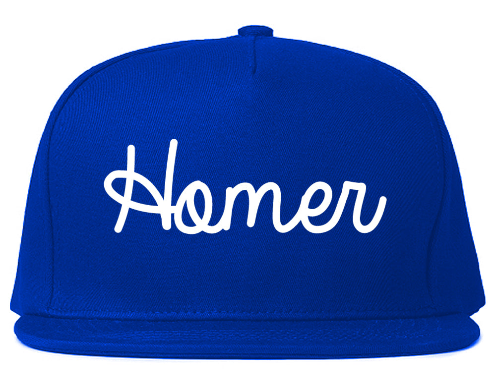 Homer Alaska AK Script Mens Snapback Hat Royal Blue