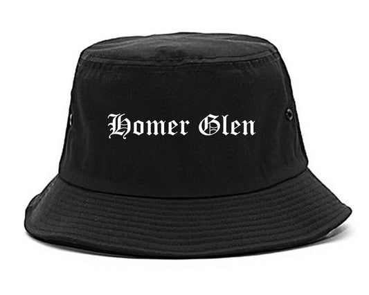 Homer Glen Illinois IL Old English Mens Bucket Hat Black