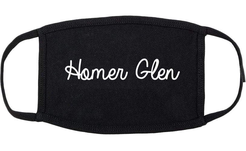 Homer Glen Illinois IL Script Cotton Face Mask Black