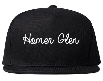 Homer Glen Illinois IL Script Mens Snapback Hat Black