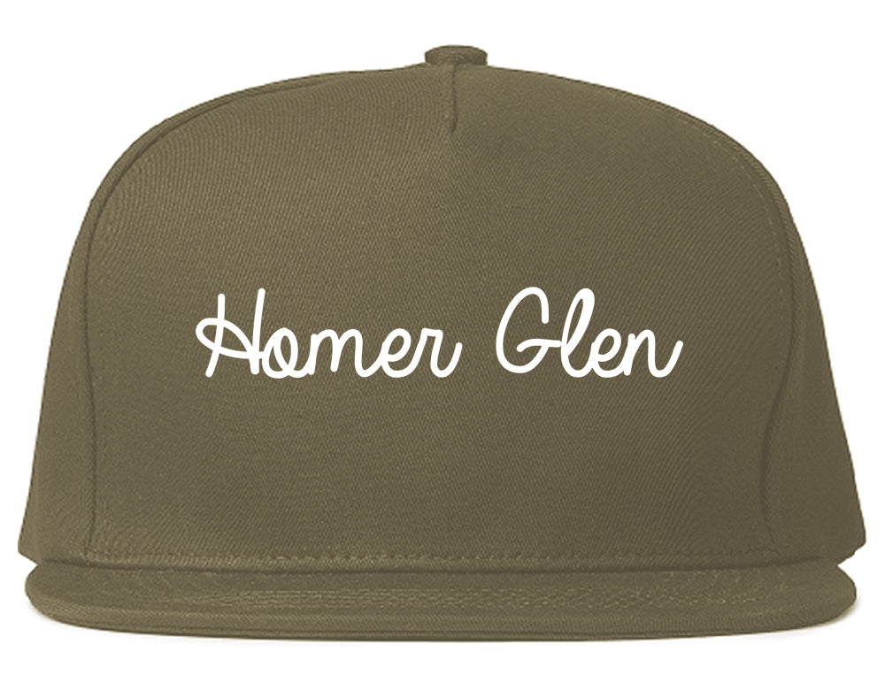 Homer Glen Illinois IL Script Mens Snapback Hat Grey