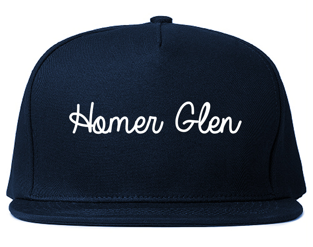 Homer Glen Illinois IL Script Mens Snapback Hat Navy Blue