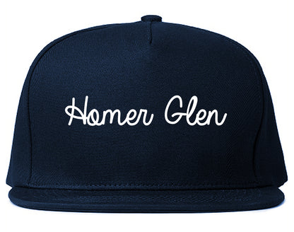 Homer Glen Illinois IL Script Mens Snapback Hat Navy Blue