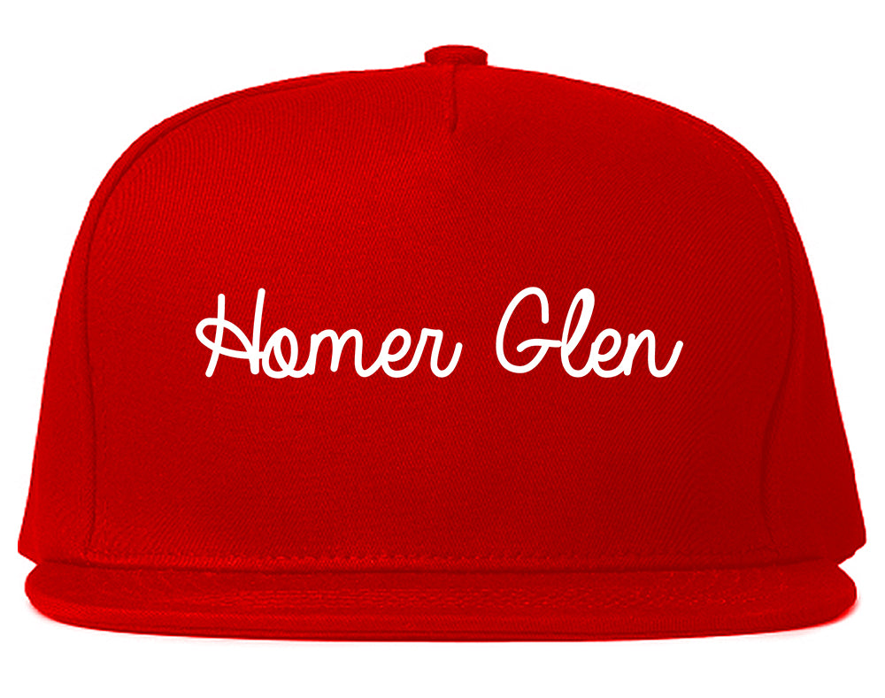 Homer Glen Illinois IL Script Mens Snapback Hat Red