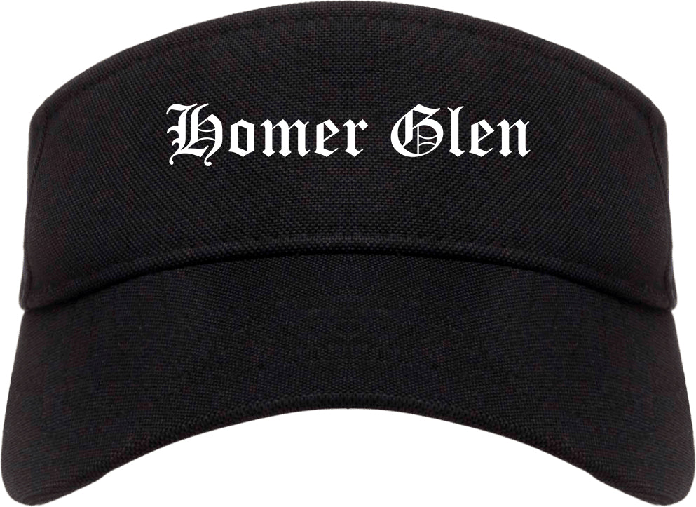 Homer Glen Illinois IL Old English Mens Visor Cap Hat Black