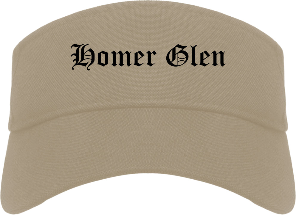 Homer Glen Illinois IL Old English Mens Visor Cap Hat Khaki