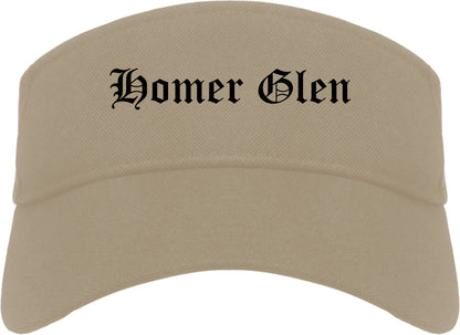 Homer Glen Illinois IL Old English Mens Visor Cap Hat Khaki