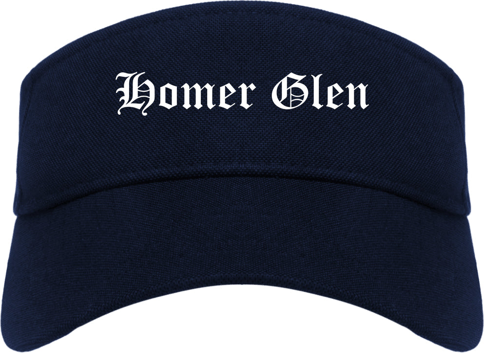 Homer Glen Illinois IL Old English Mens Visor Cap Hat Navy Blue