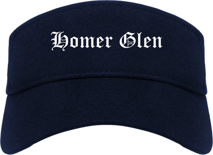 Homer Glen Illinois IL Old English Mens Visor Cap Hat Navy Blue