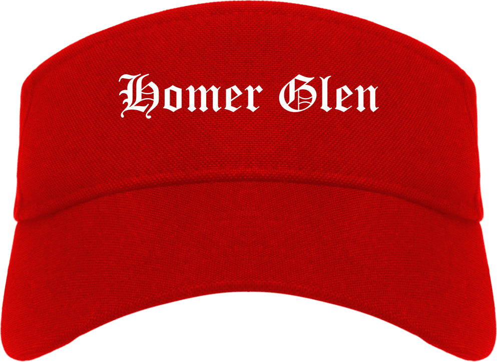 Homer Glen Illinois IL Old English Mens Visor Cap Hat Red