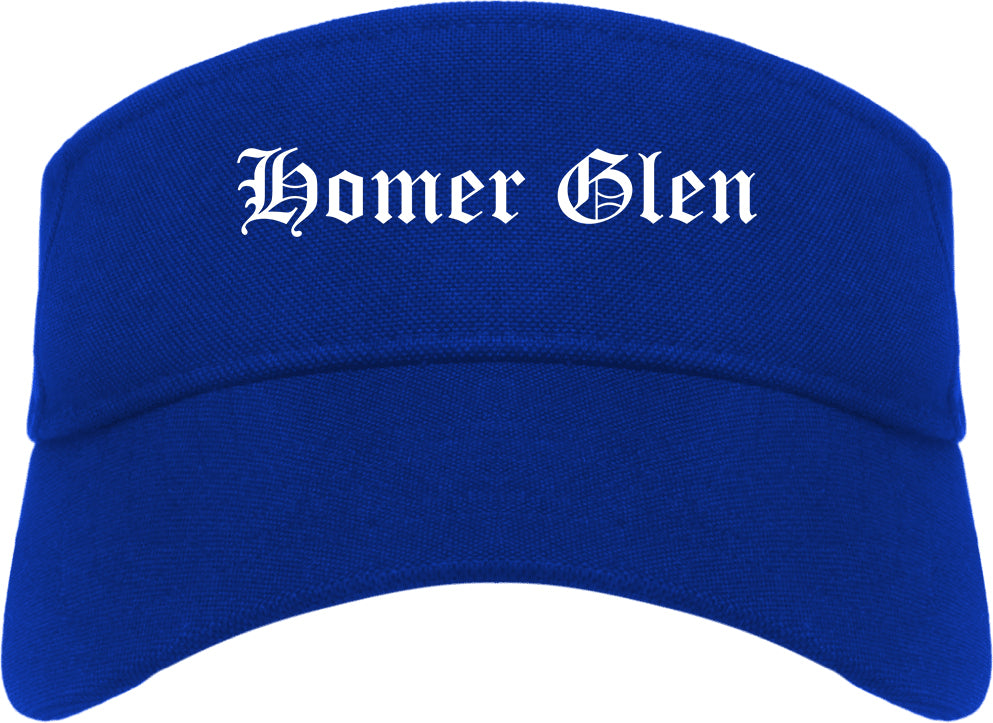 Homer Glen Illinois IL Old English Mens Visor Cap Hat Royal Blue