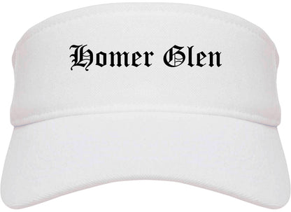 Homer Glen Illinois IL Old English Mens Visor Cap Hat White