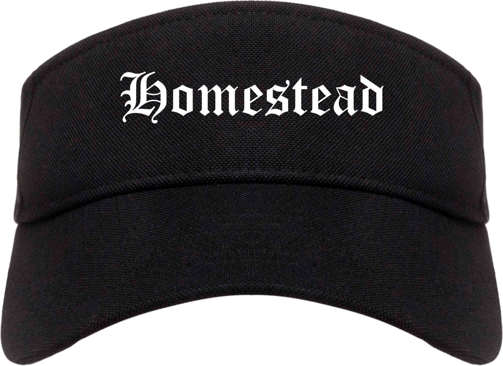 Homestead Florida FL Old English Mens Visor Cap Hat Black
