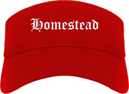 Homestead Florida FL Old English Mens Visor Cap Hat Red