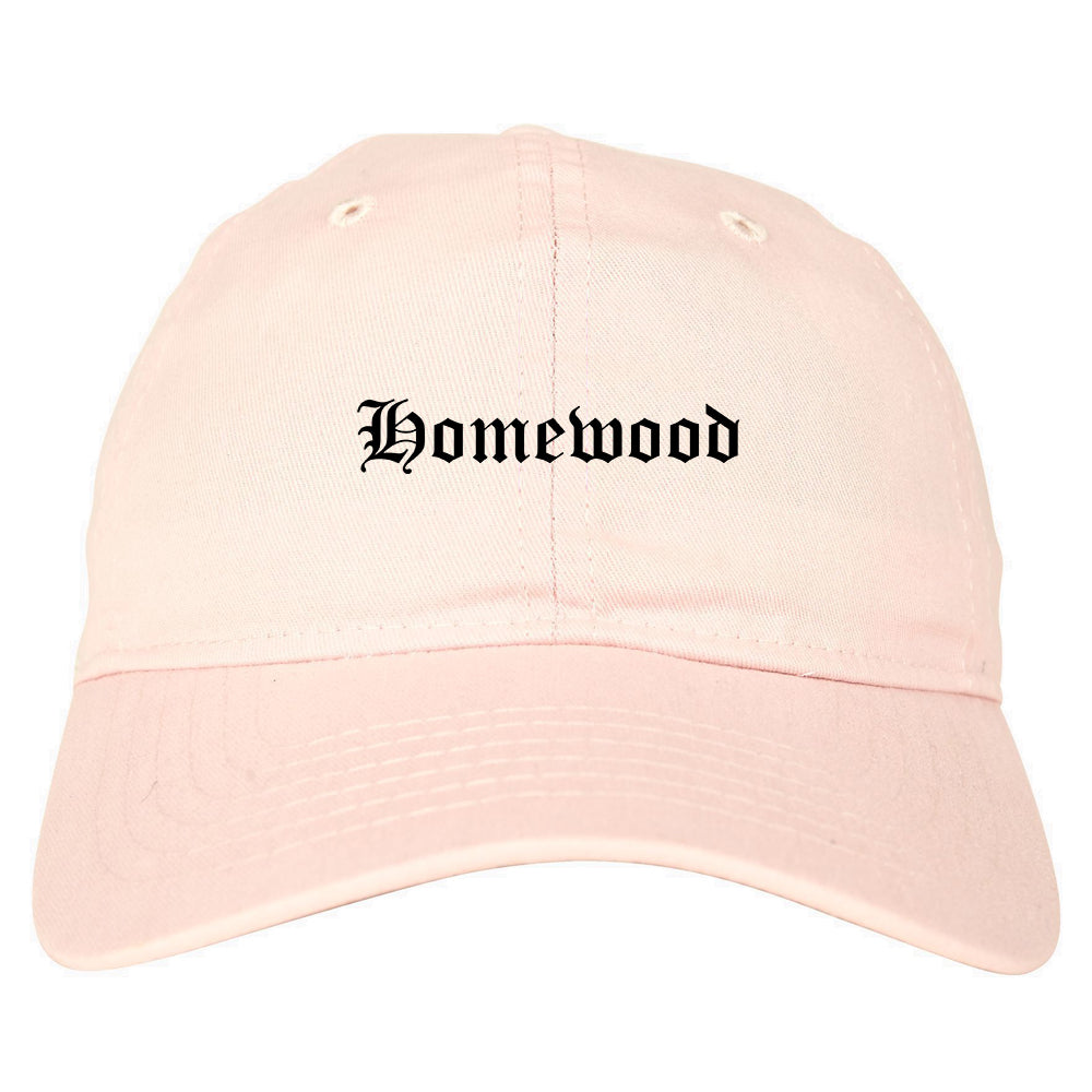Homewood Alabama AL Old English Mens Dad Hat Baseball Cap Pink