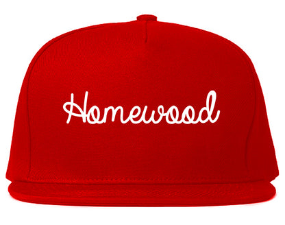 Homewood Alabama AL Script Mens Snapback Hat Red