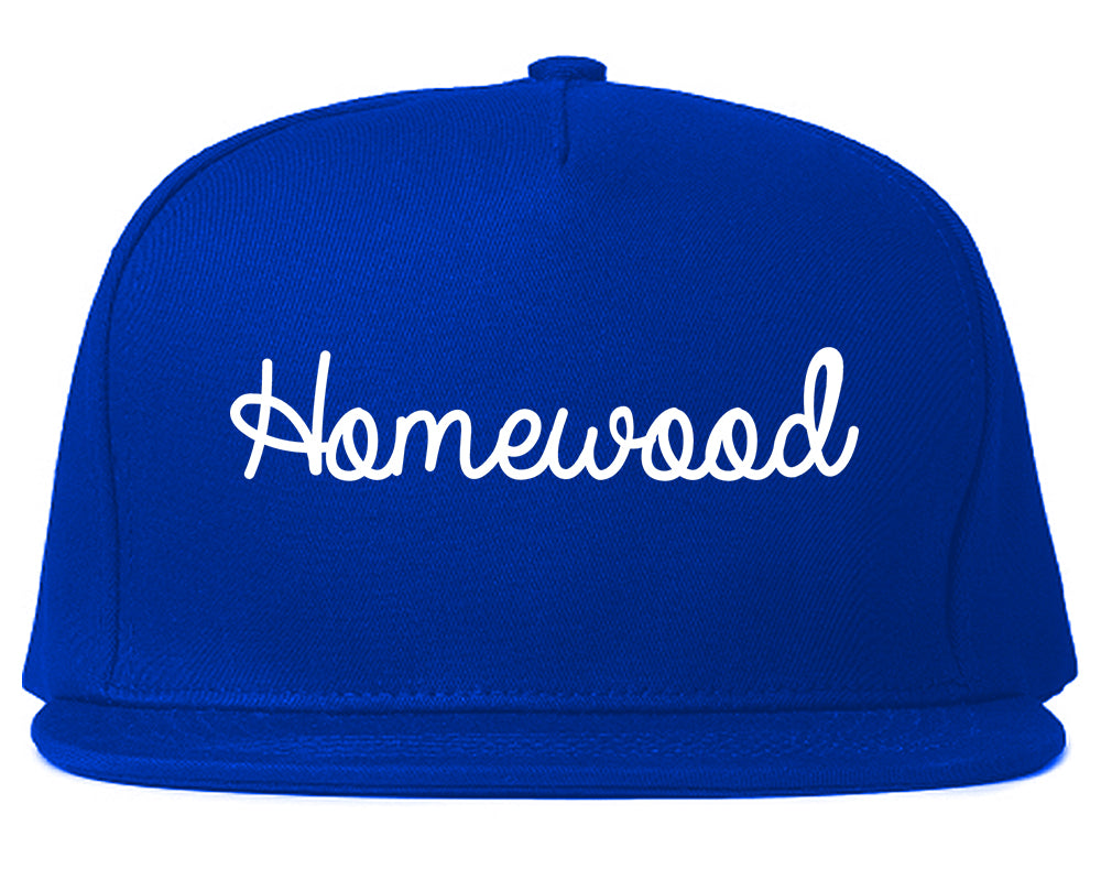 Homewood Alabama AL Script Mens Snapback Hat Royal Blue
