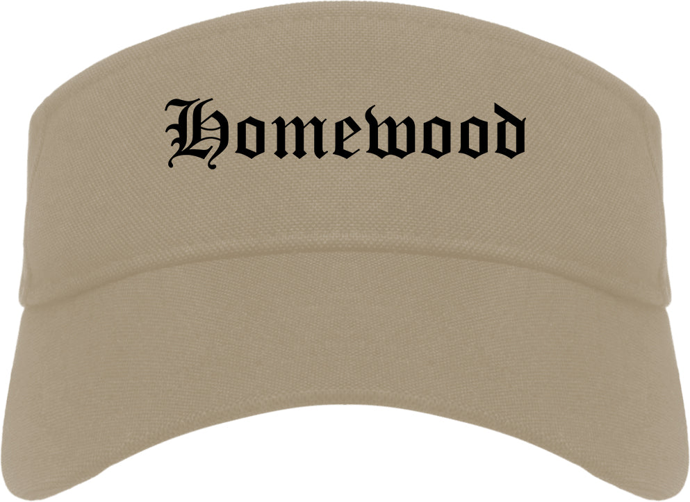 Homewood Alabama AL Old English Mens Visor Cap Hat Khaki