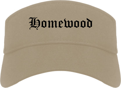 Homewood Alabama AL Old English Mens Visor Cap Hat Khaki