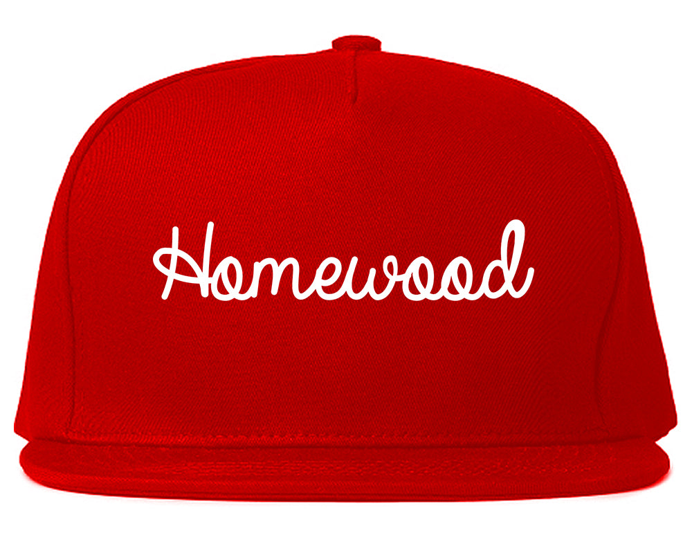 Homewood Illinois IL Script Mens Snapback Hat Red