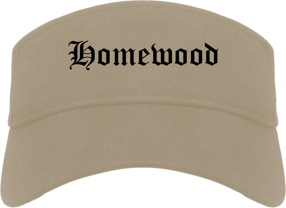 Homewood Illinois IL Old English Mens Visor Cap Hat Khaki