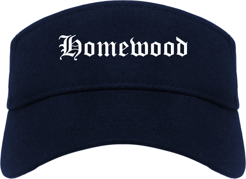 Homewood Illinois IL Old English Mens Visor Cap Hat Navy Blue