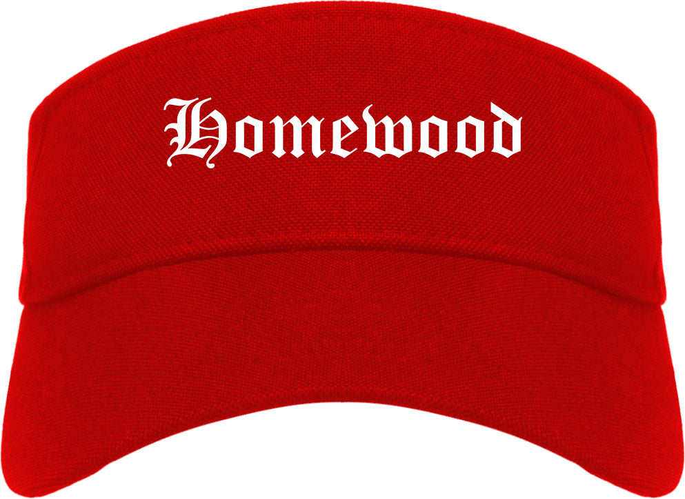 Homewood Illinois IL Old English Mens Visor Cap Hat Red