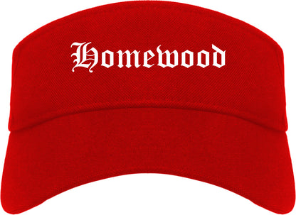 Homewood Illinois IL Old English Mens Visor Cap Hat Red