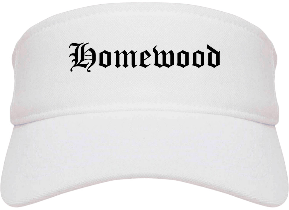 Homewood Illinois IL Old English Mens Visor Cap Hat White