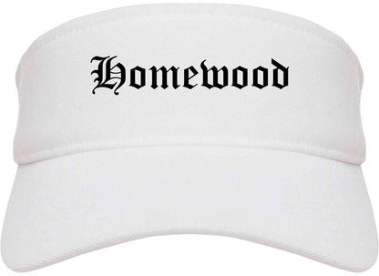 Homewood Illinois IL Old English Mens Visor Cap Hat White