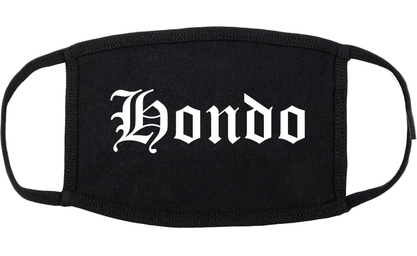 Hondo Texas TX Old English Cotton Face Mask Black