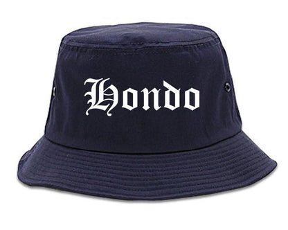 Hondo Texas TX Old English Mens Bucket Hat Navy Blue