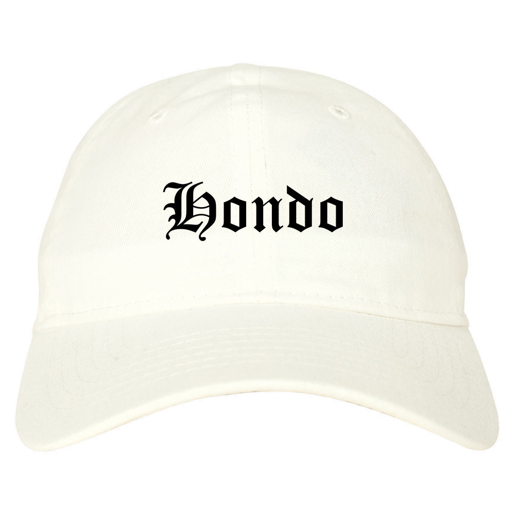Hondo Texas TX Old English Mens Dad Hat Baseball Cap White