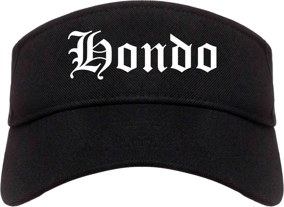 Hondo Texas TX Old English Mens Visor Cap Hat Black