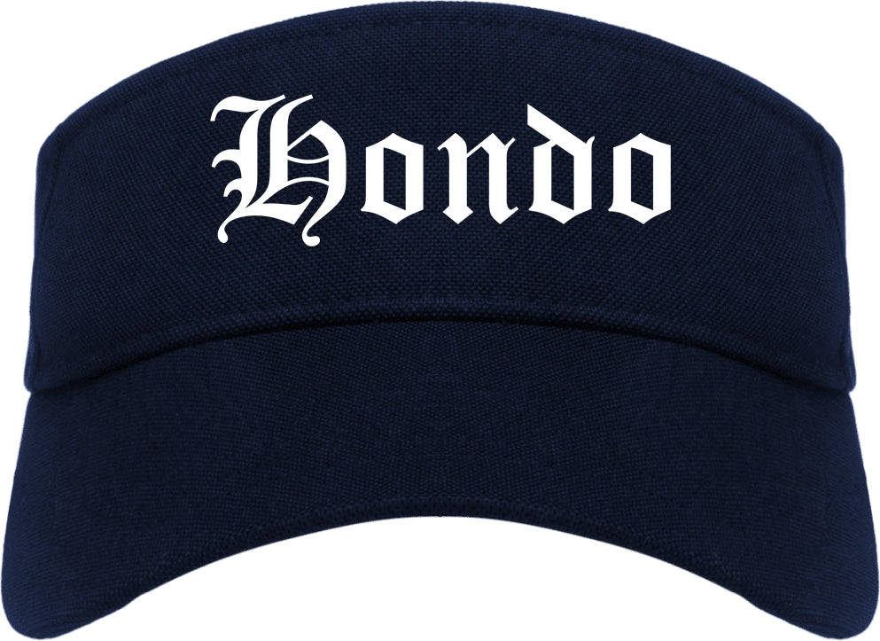 Hondo Texas TX Old English Mens Visor Cap Hat Navy Blue