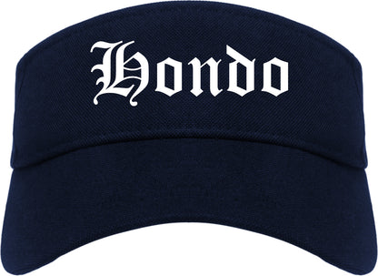 Hondo Texas TX Old English Mens Visor Cap Hat Navy Blue