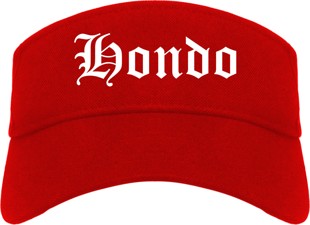 Hondo Texas TX Old English Mens Visor Cap Hat Red