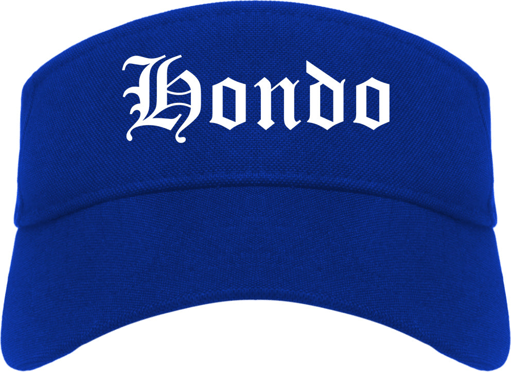 Hondo Texas TX Old English Mens Visor Cap Hat Royal Blue