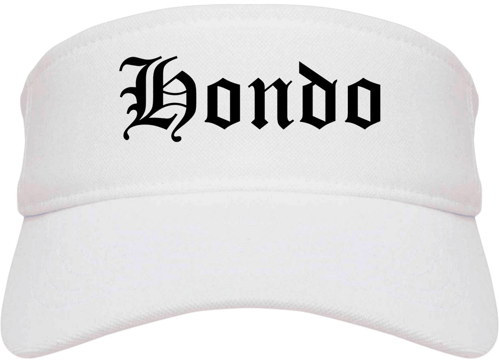 Hondo Texas TX Old English Mens Visor Cap Hat White