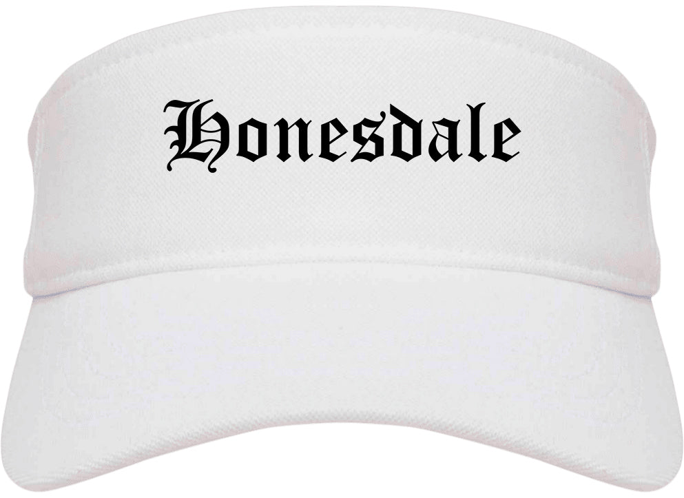 Honesdale Pennsylvania PA Old English Mens Visor Cap Hat White