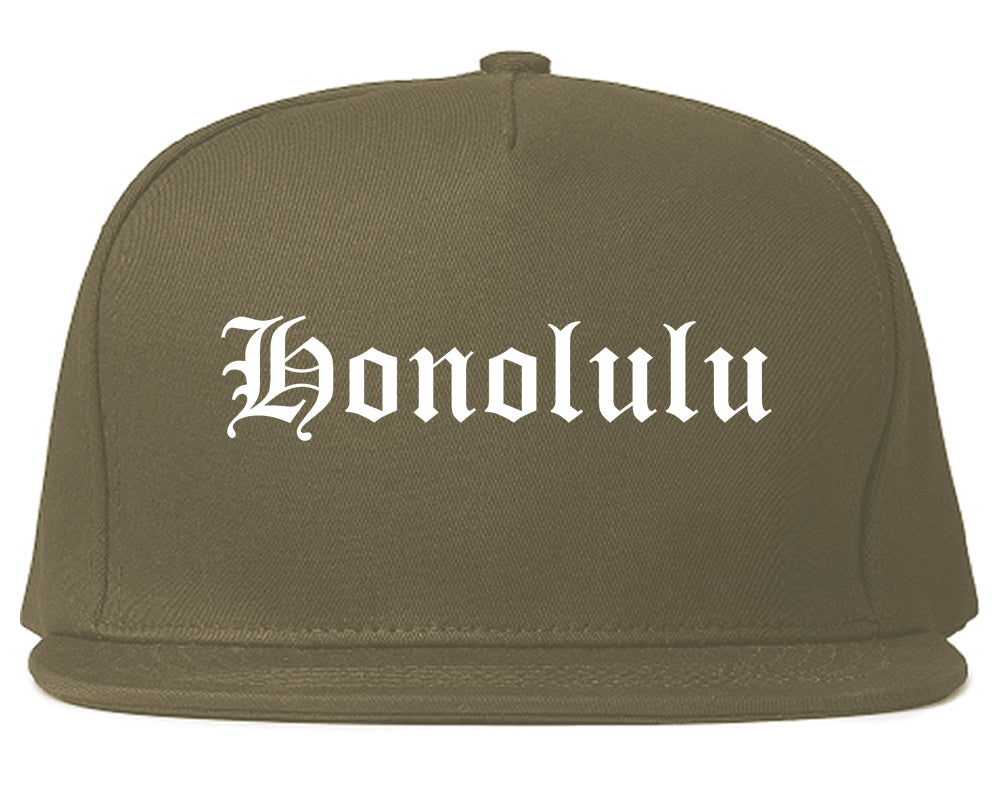 Honolulu Hawaii HI Old English Mens Snapback Hat Grey