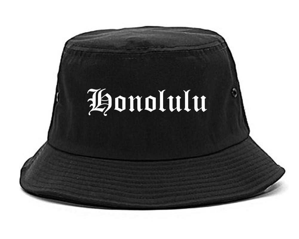 Honolulu Hawaii HI Old English Mens Bucket Hat Black