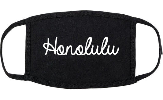 Honolulu Hawaii HI Script Cotton Face Mask Black