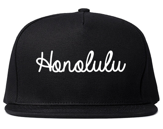 Honolulu Hawaii HI Script Mens Snapback Hat Black