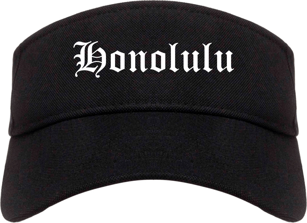 Honolulu Hawaii HI Old English Mens Visor Cap Hat Black