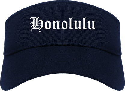 Honolulu Hawaii HI Old English Mens Visor Cap Hat Navy Blue