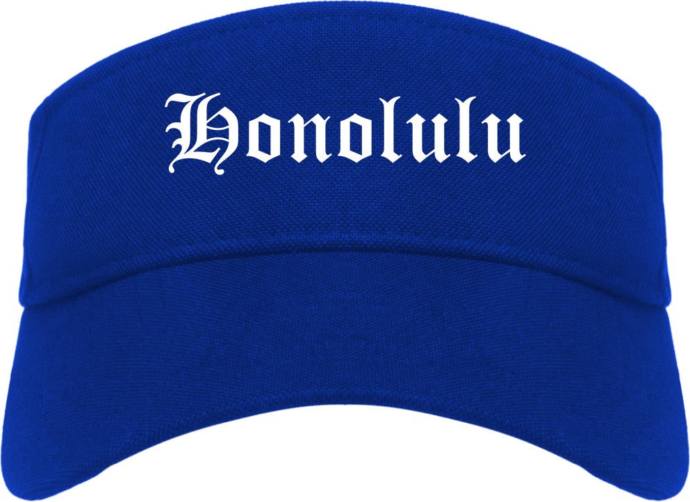 Honolulu Hawaii HI Old English Mens Visor Cap Hat Royal Blue