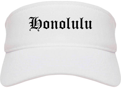 Honolulu Hawaii HI Old English Mens Visor Cap Hat White