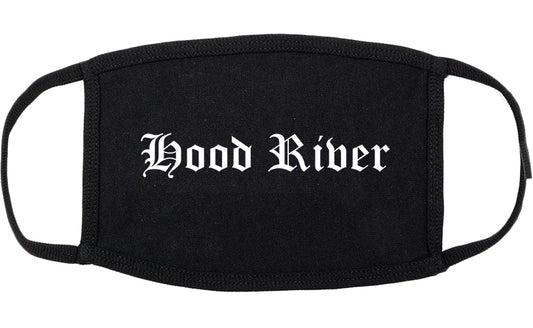 Hood River Oregon OR Old English Cotton Face Mask Black